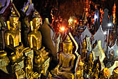 Inle Lake Myanmar. Pindaya, the famous Shwe Oo Min pagoda, a natural cave filled with thousands of gilded Buddha statues. 